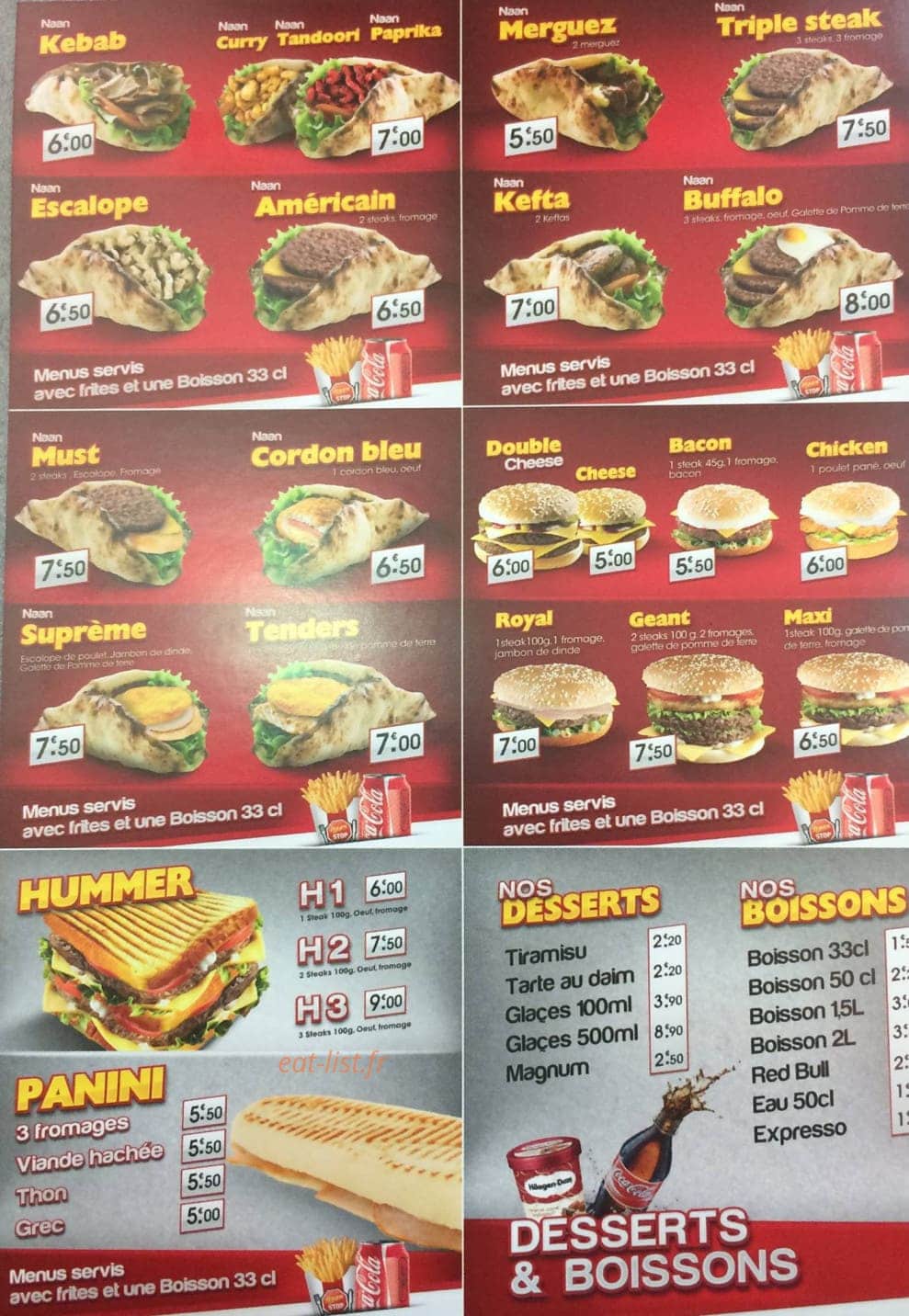Naan stop — carte page 1