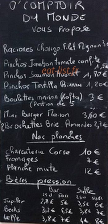 O'Comptoir du Monde — carte page 1