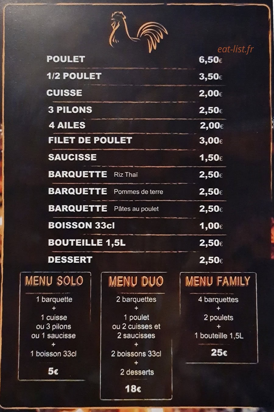 O'Poulet Grillé — carte page 1