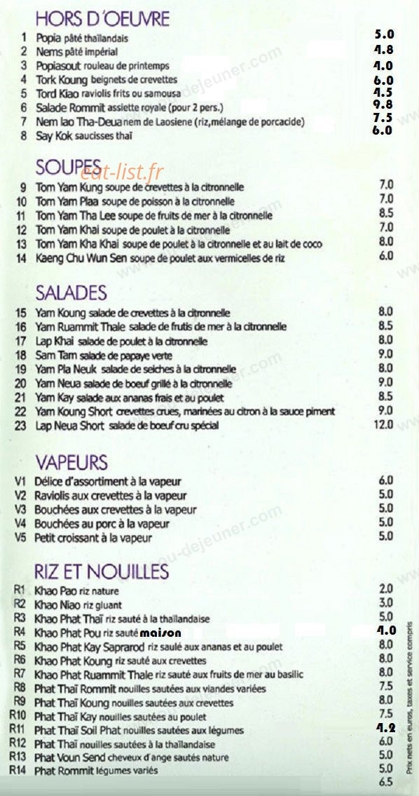 Orchidée Thai — carte page 3