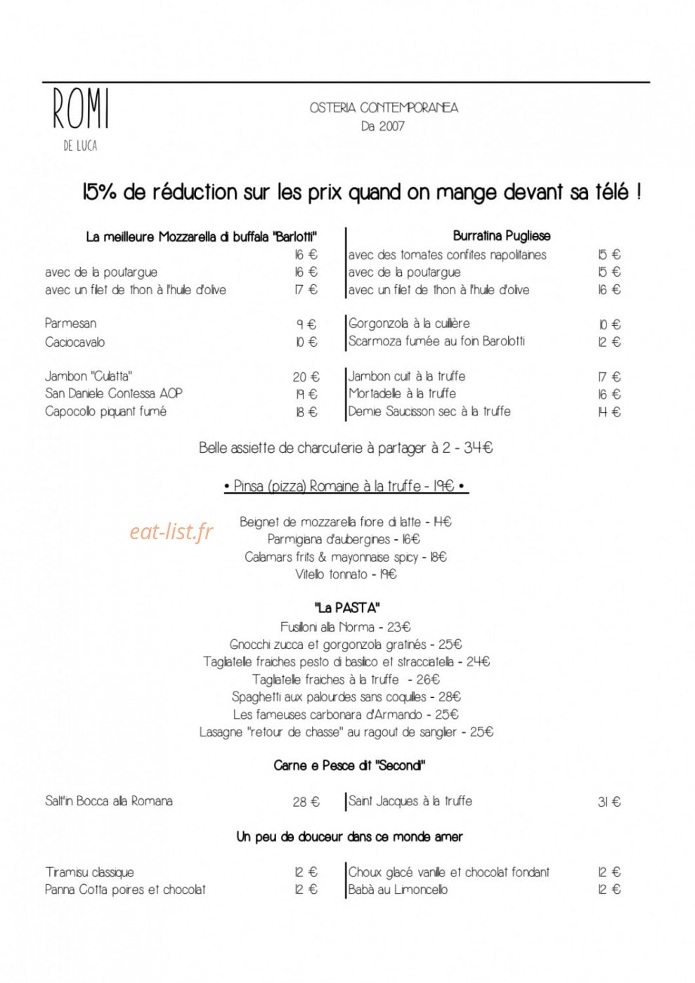 Osteria Romi De Luca — carte page 1