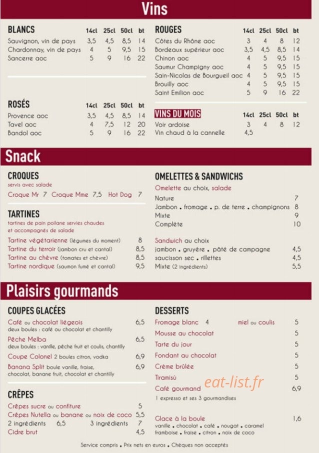 Pari’s café — carte page 2