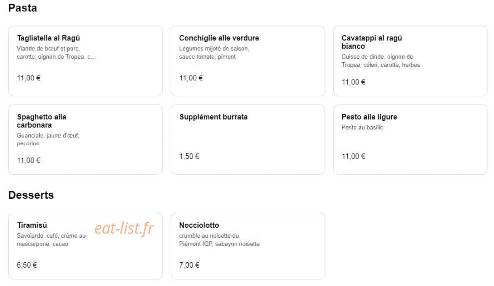 Pasta da Marco — carte page 1