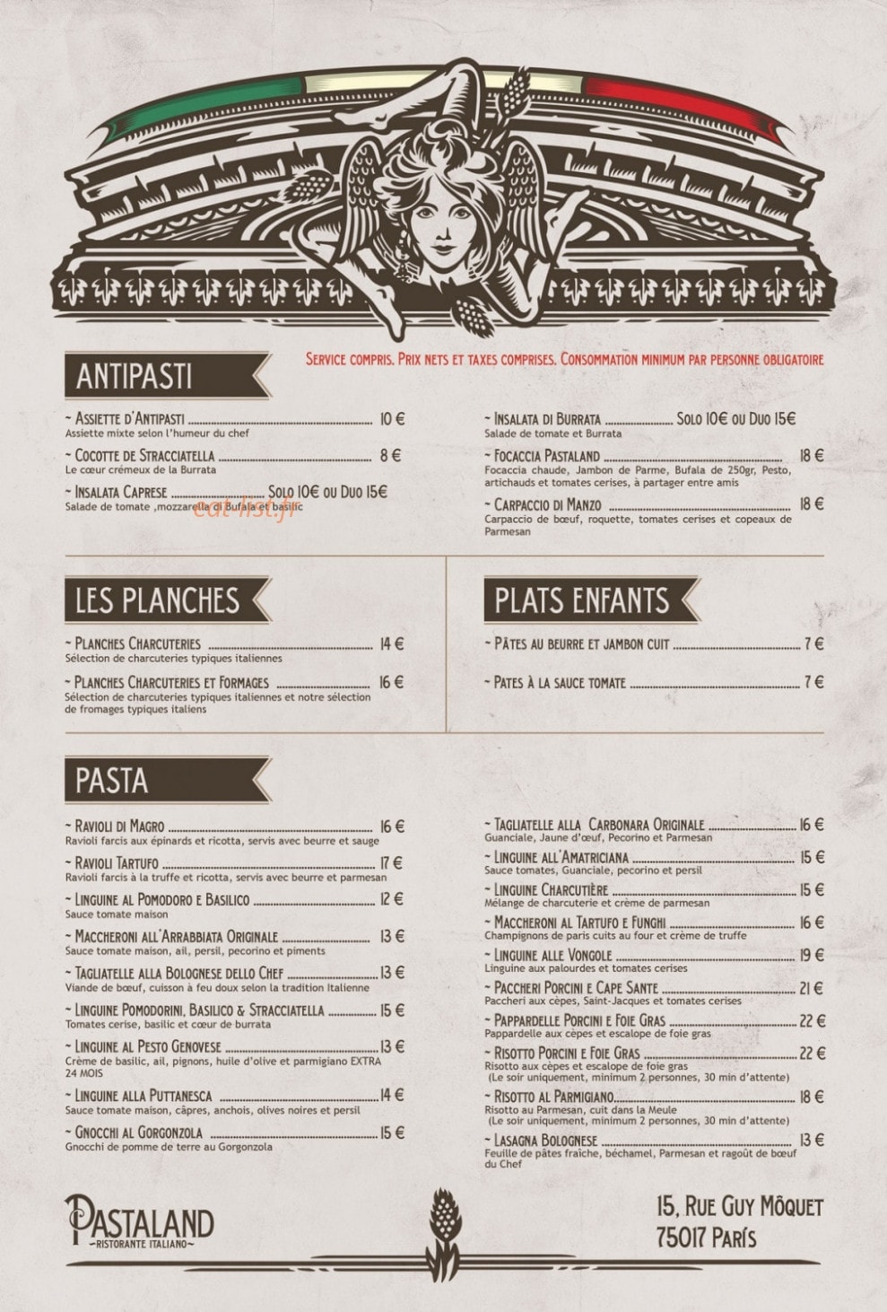 Pastaland — carte page 1
