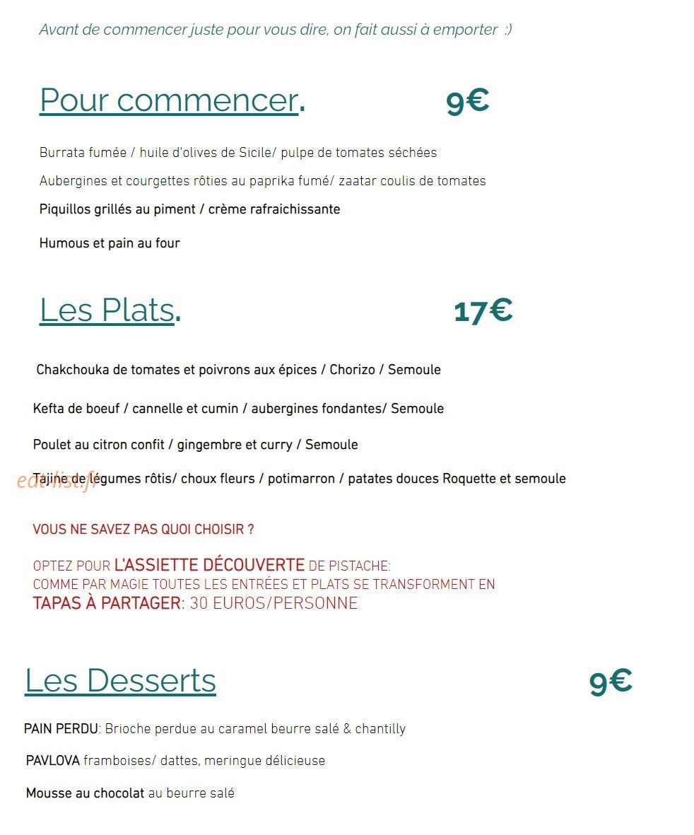 Pistache — carte page 1