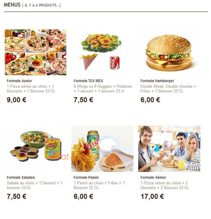 Pizza King — carte page 1