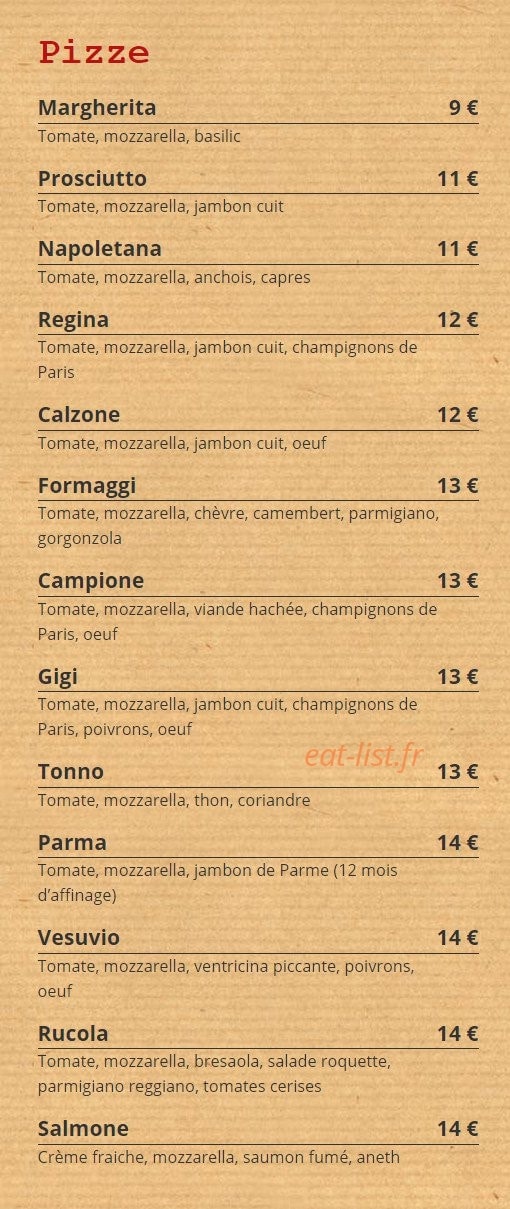 Pizze — carte page 2
