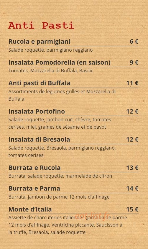 Pizze — carte page 1