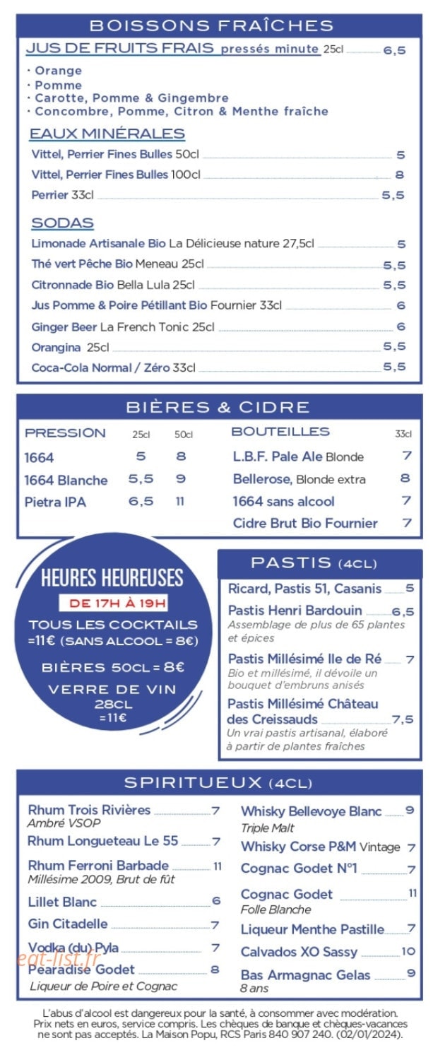 Popu Bistro à Pizza — carte page 5