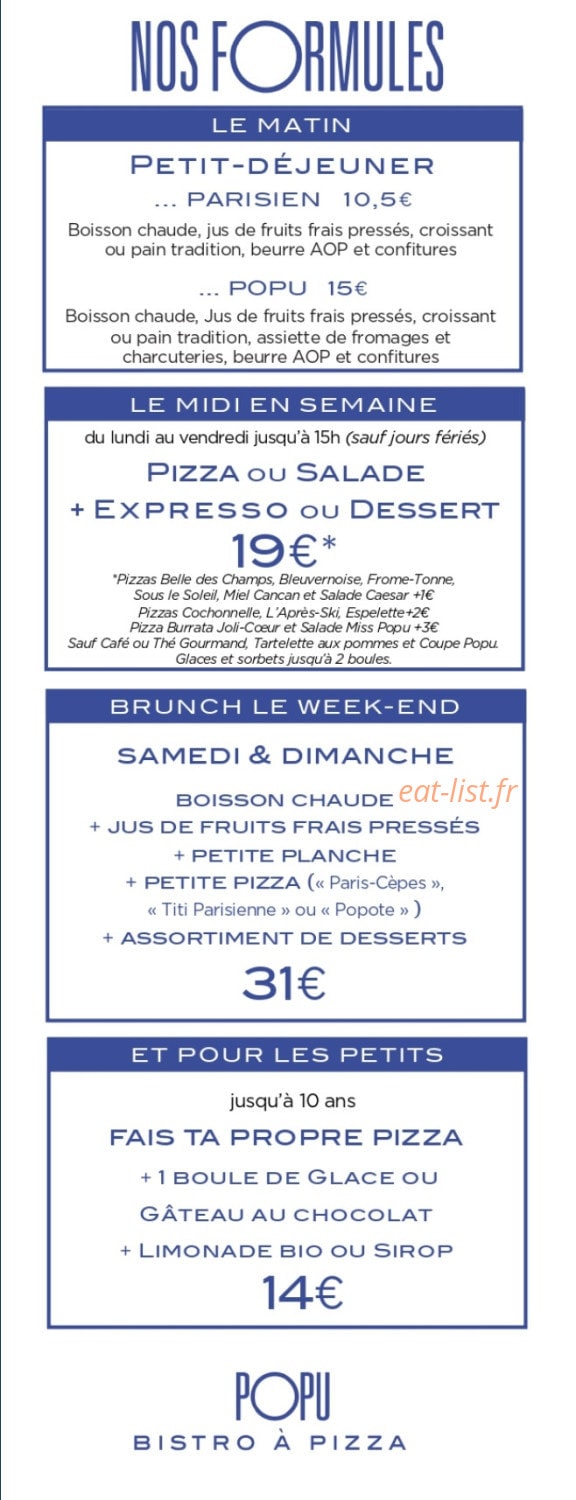 Popu Bistro à Pizza — carte page 4