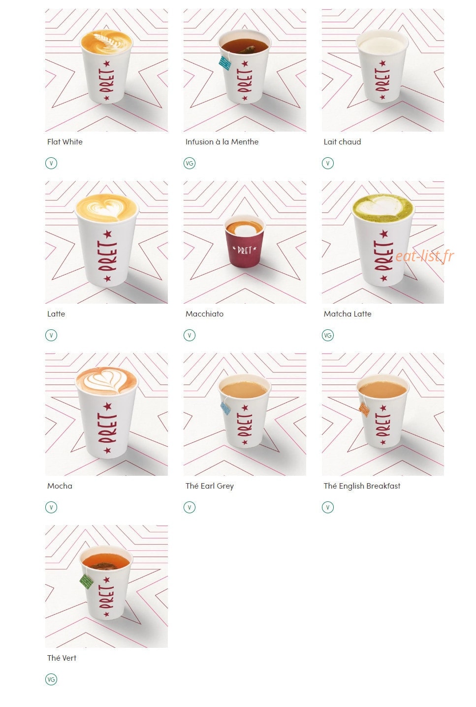 Pret A Manger — carte page 17
