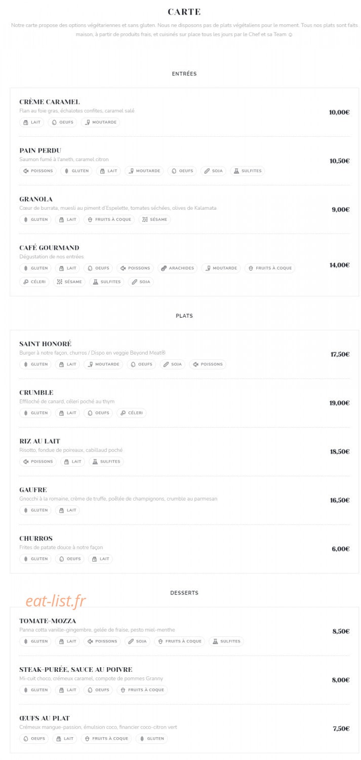 Privé de dessert — carte page 1