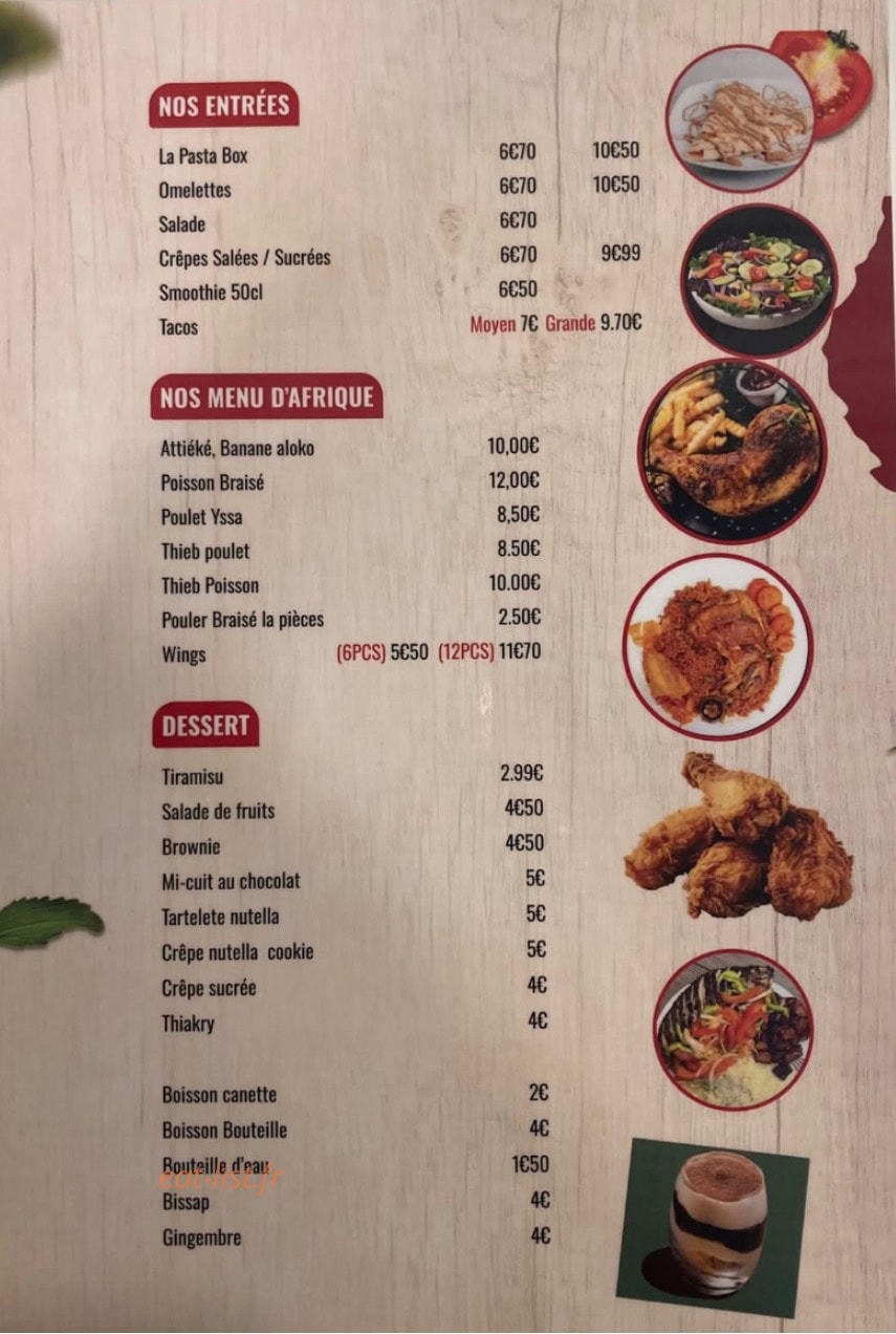 Ratoma Chicken — carte page 1
