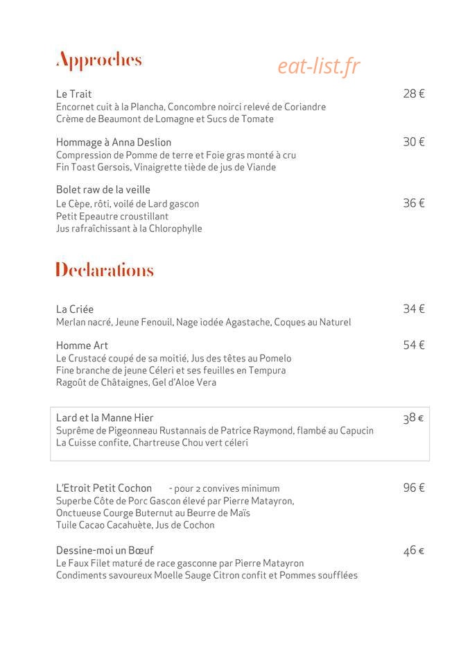 Restaurant Jacques Faussat — carte page 2