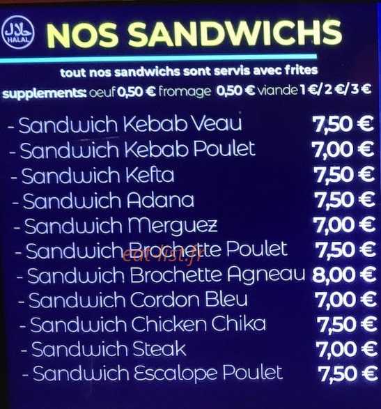 Restaurant Pont d'Istanbul — carte page 3