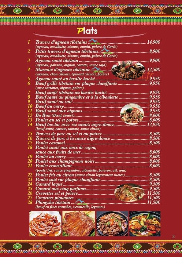 Restaurant Tibetan Pays Des Neiges — carte page 3
