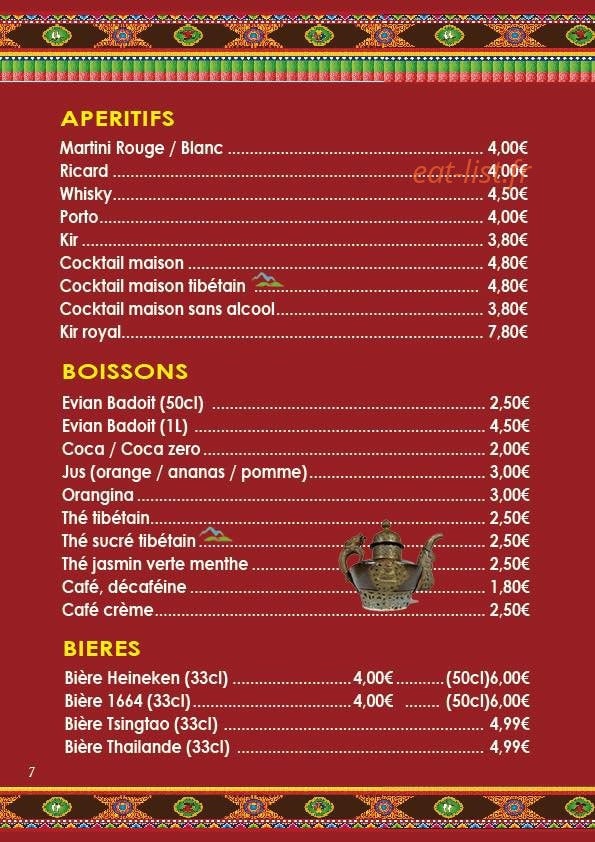 Restaurant Tibetan Pays Des Neiges — carte page 7