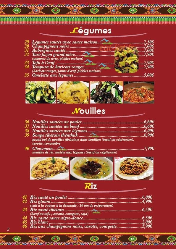 Restaurant Tibetan Pays Des Neiges — carte page 4