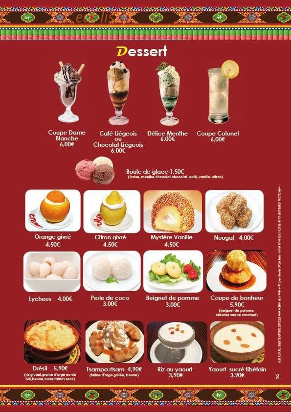 Restaurant Tibetan Pays Des Neiges — carte page 9