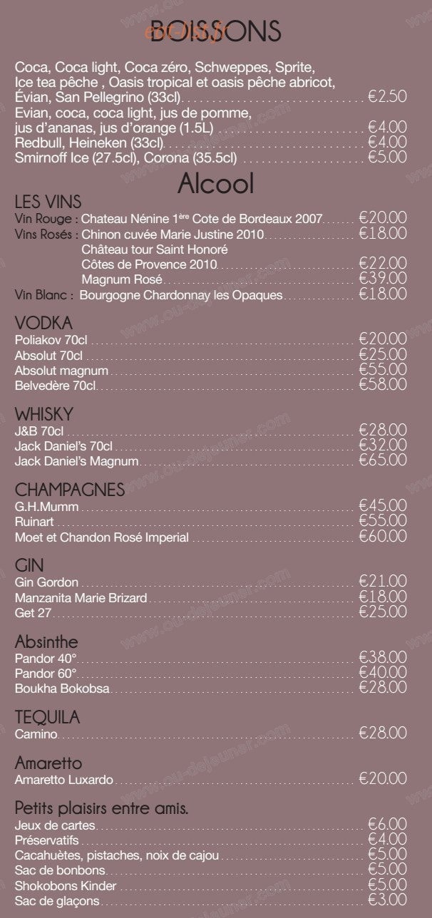 Room Service Laugier — carte page 4