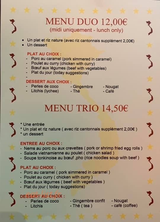 Saigon Etoile — carte page 1