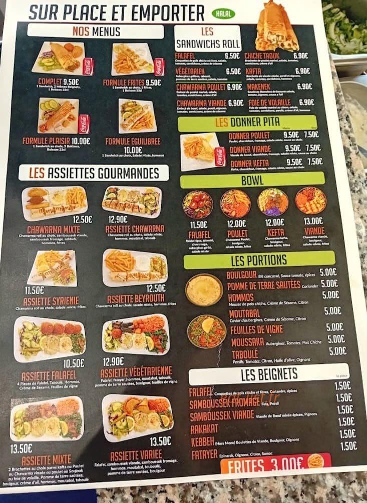 Shop Falafel — carte page 1