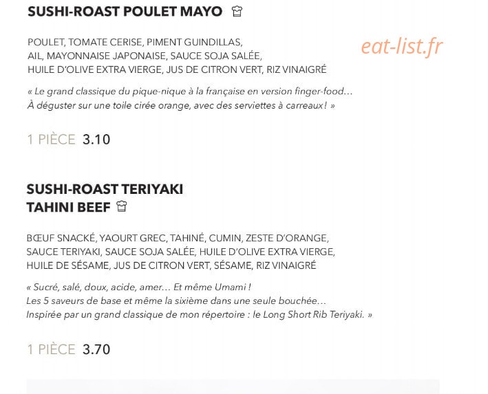 Sushi Shop — carte page 6