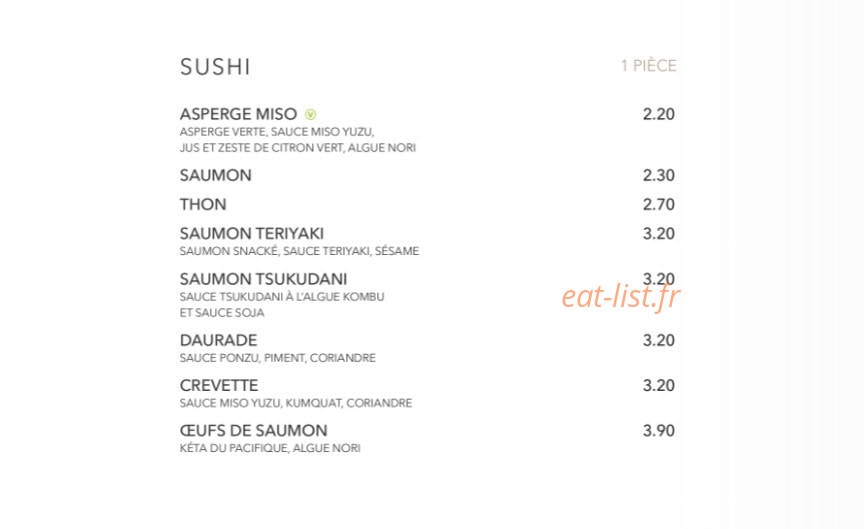 Sushi Shop — carte page 19