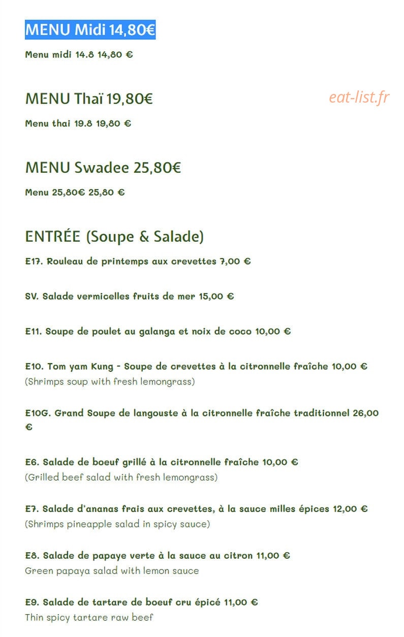 Swadee — carte page 1