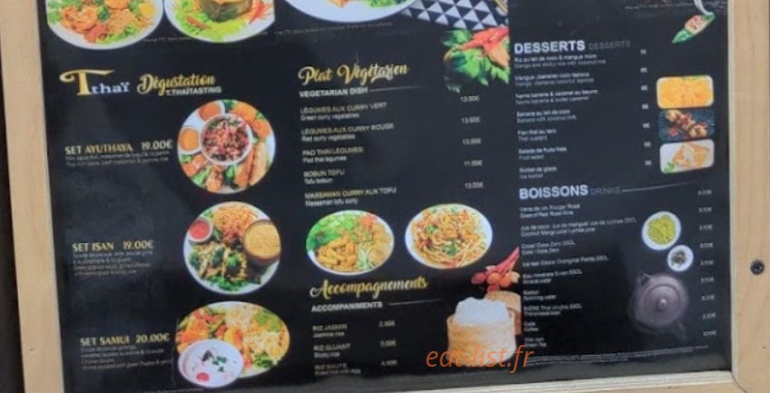 T thaï food — carte page 4