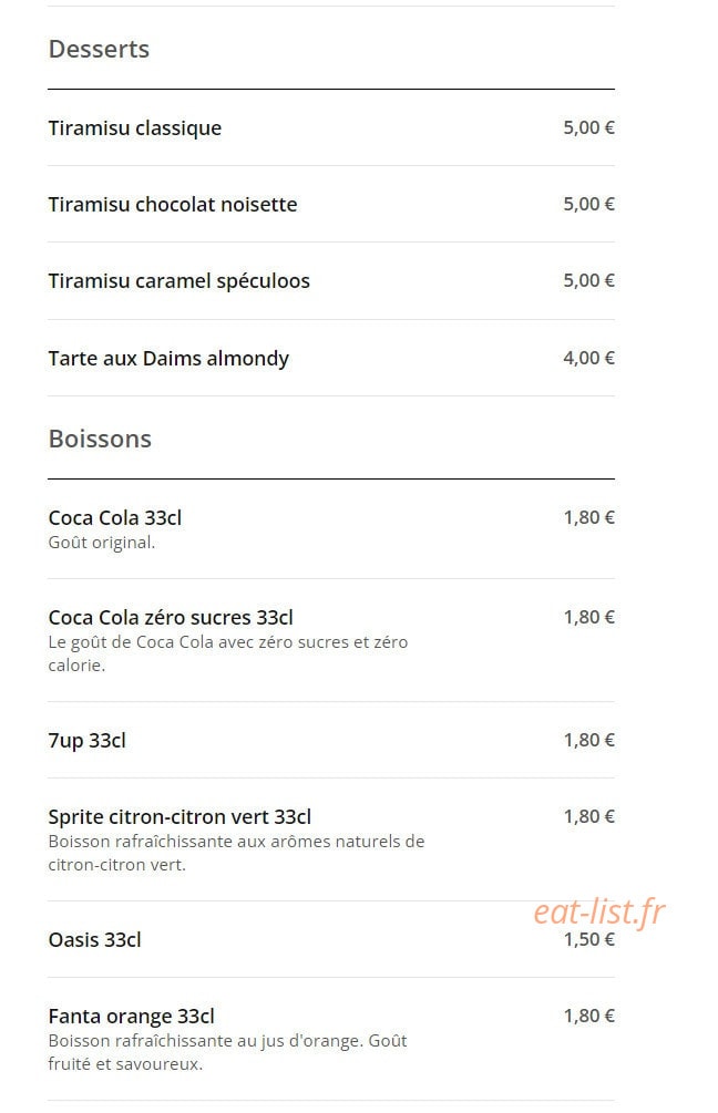 Tacos 75 — carte page 8