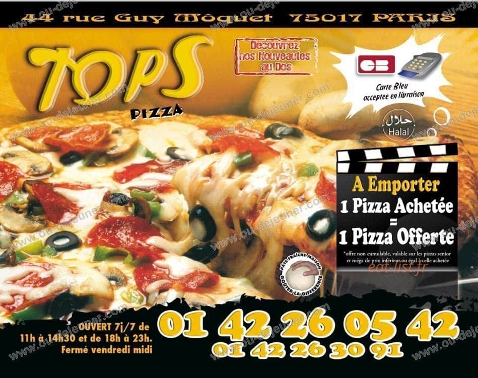 Top Pizzas — carte page 1