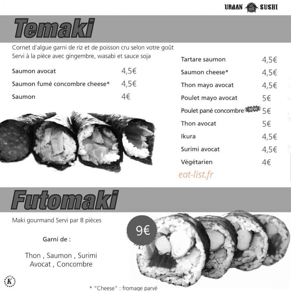Urban Sushi — carte page 16