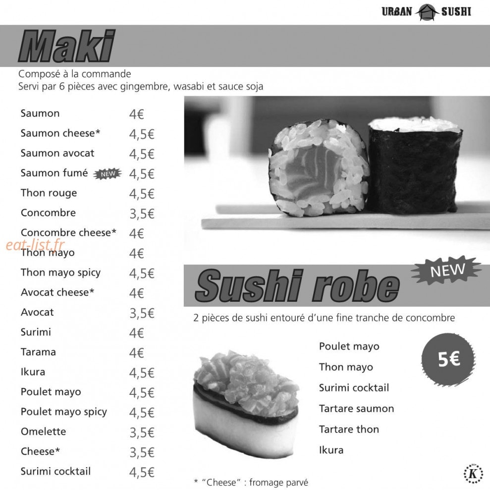 Urban Sushi — carte page 13