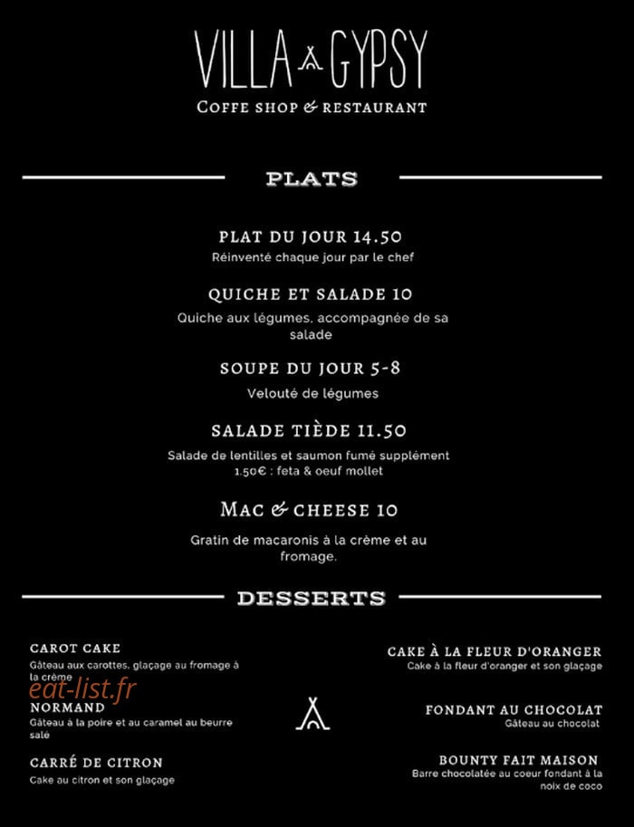 Villa Gypsy — carte page 1