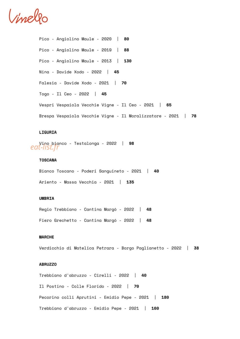 Vinello — carte page 6