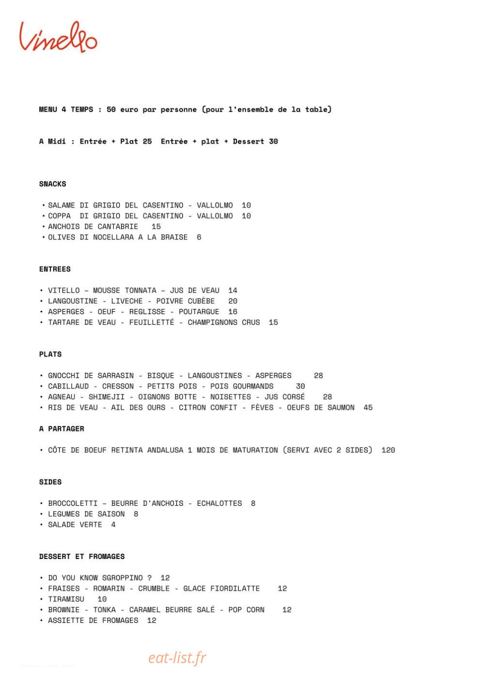 Vinello — carte page 1