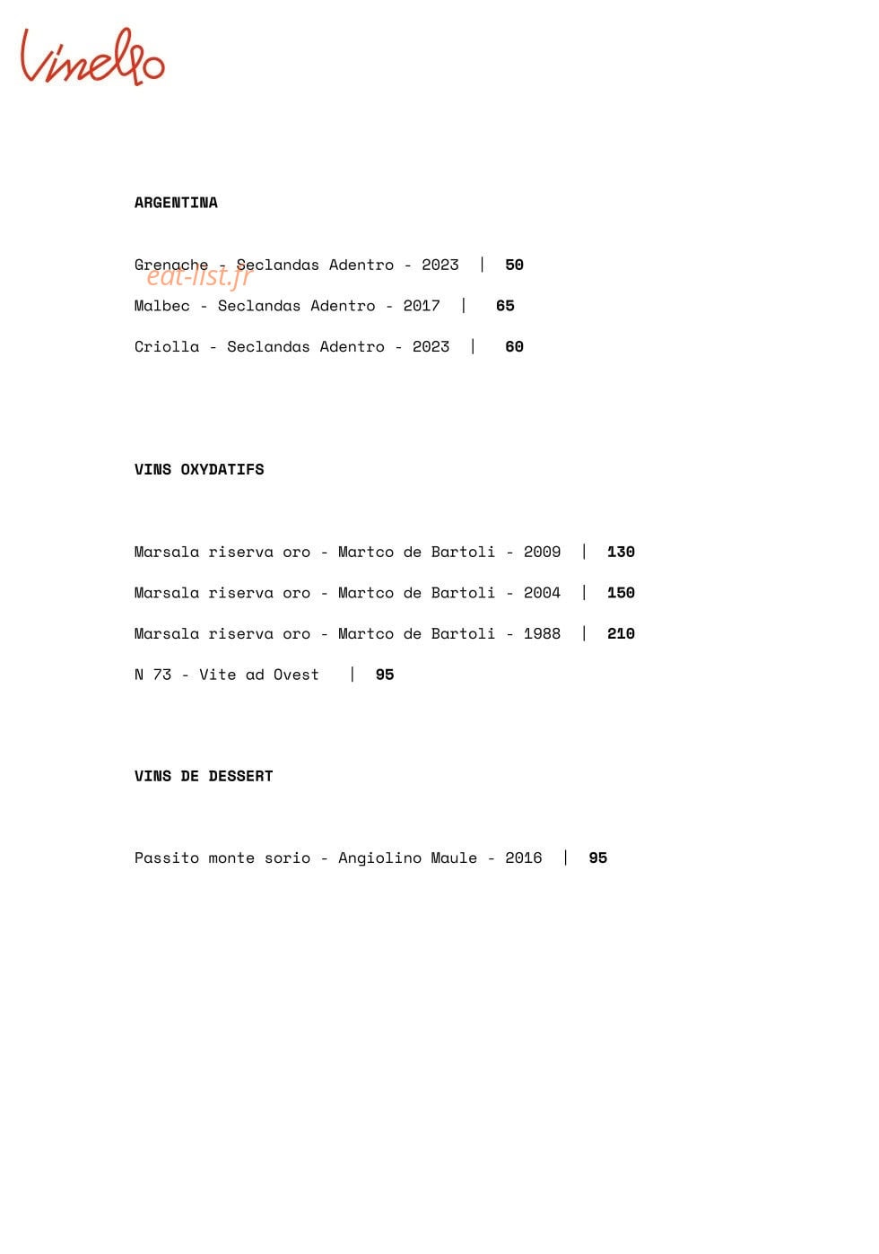 Vinello — carte page 15