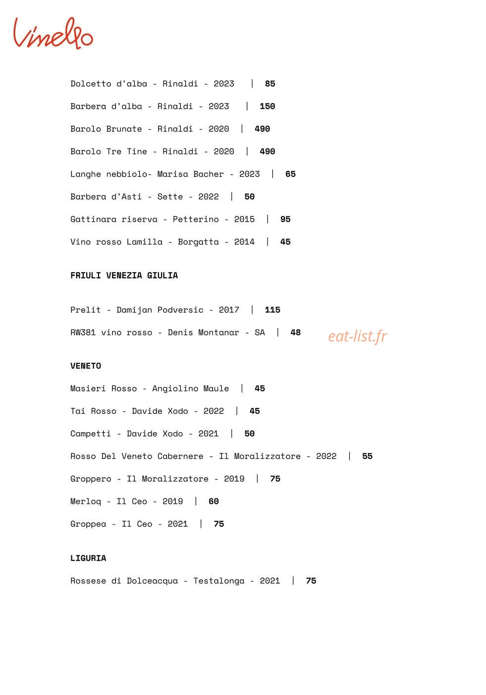 Vinello — carte page 10