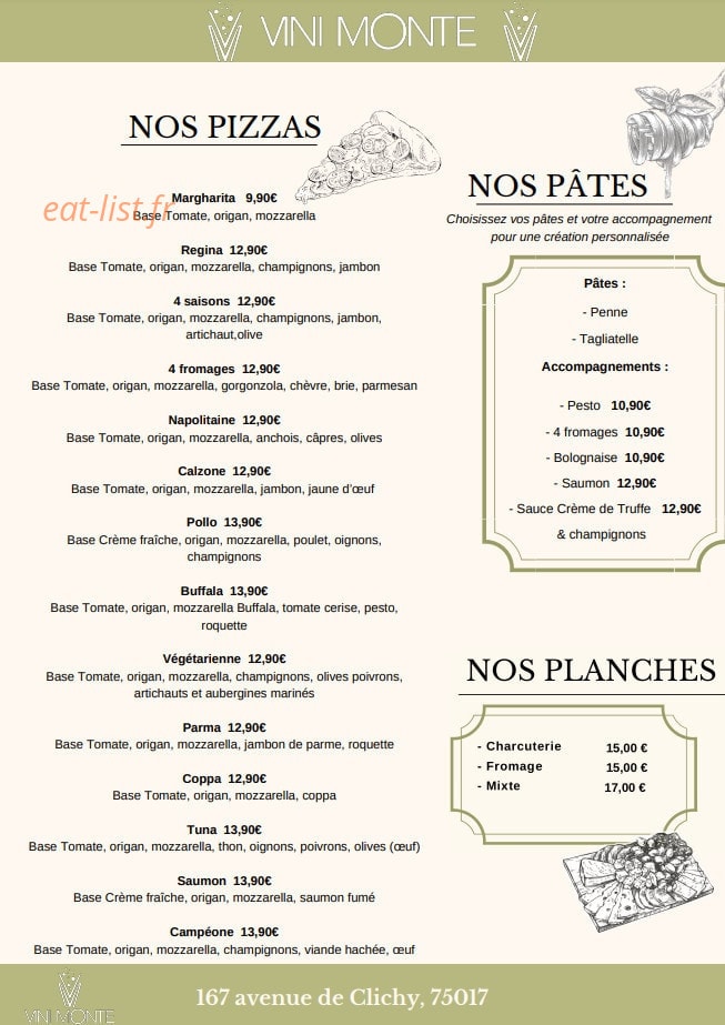 Vini Monte — carte page 1