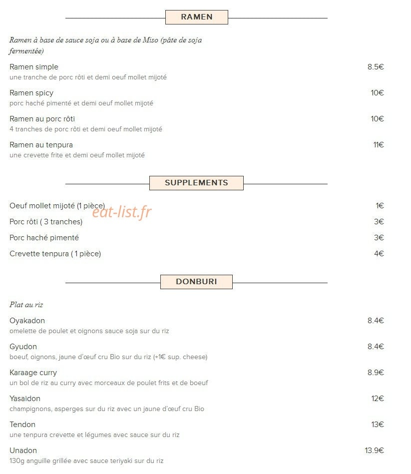 Y.izakaya — carte page 2