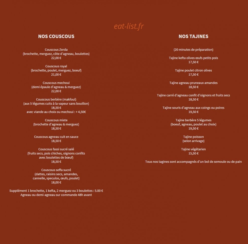 Zerda Café — carte page 2