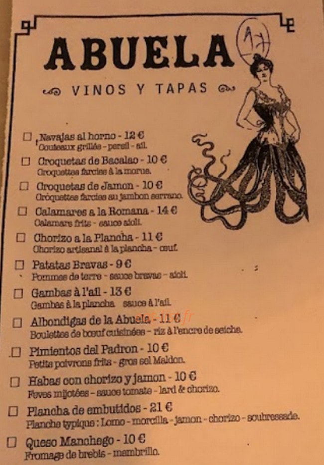 Abuela — carte page 1