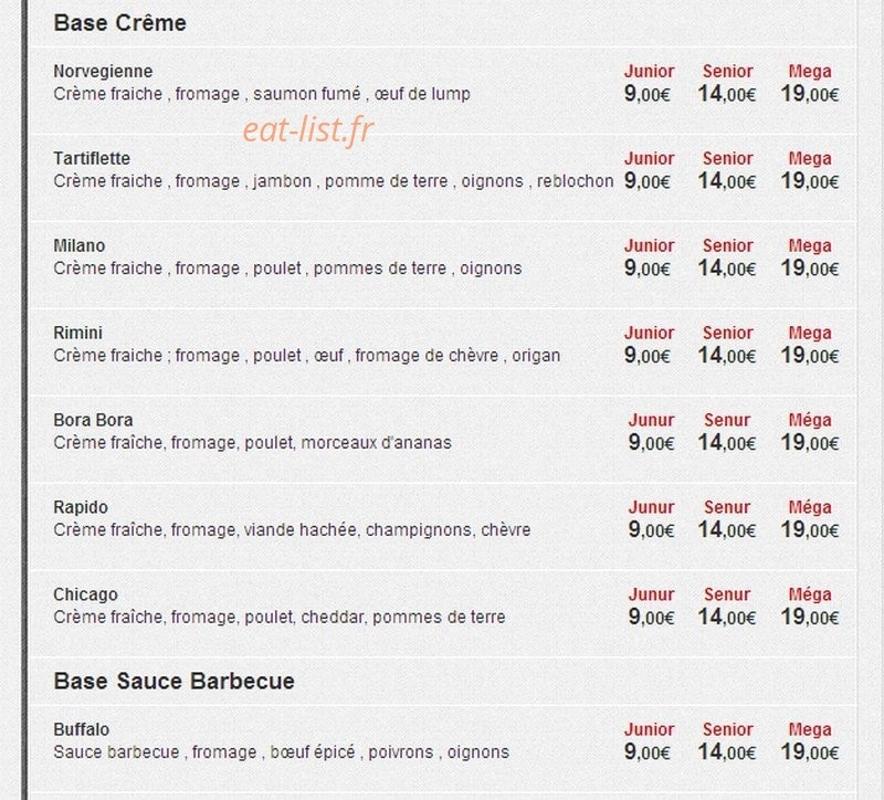 Allo Rapido Pizza — carte page 2