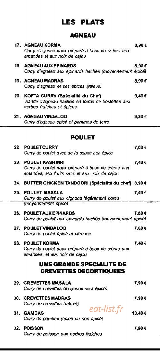 Allo Tandoori — carte page 2