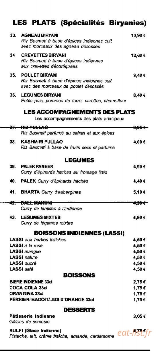 Allo Tandoori — carte page 3