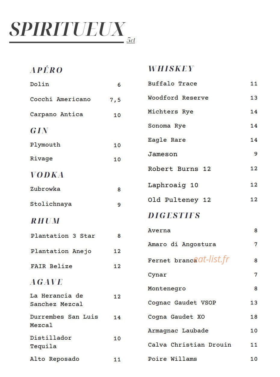 Astoria Bar — carte page 4