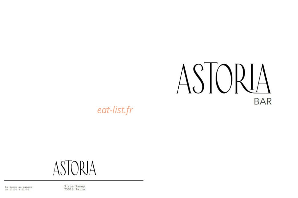 Astoria Bar — carte page 1