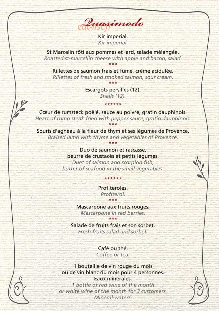 Au Cadet de Gascogne — carte page 15