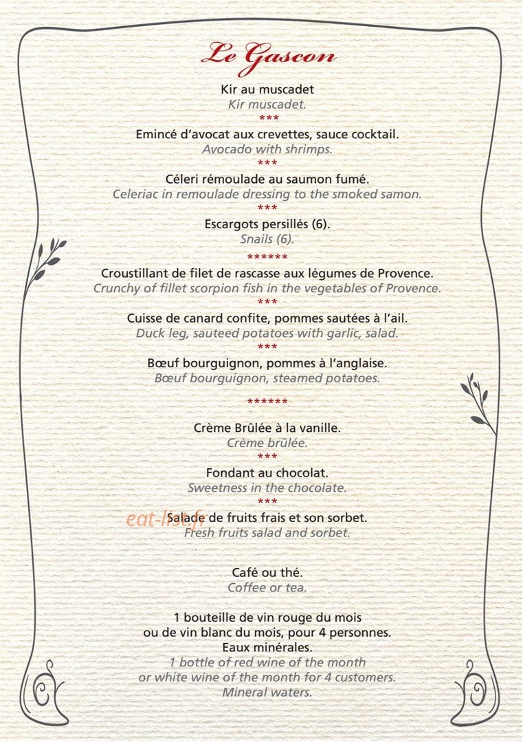 Au Cadet de Gascogne — carte page 13